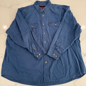Riggs Workwear Chambray Shirt Mens 3XL Utility Button Down Blue Long‎ Sleeve